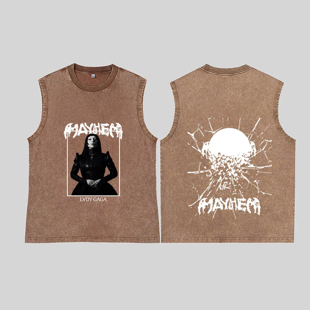 Lady GAGA The Mayhem Ball Tour 2025 Tank Tops Washed Vest T-Shirt
