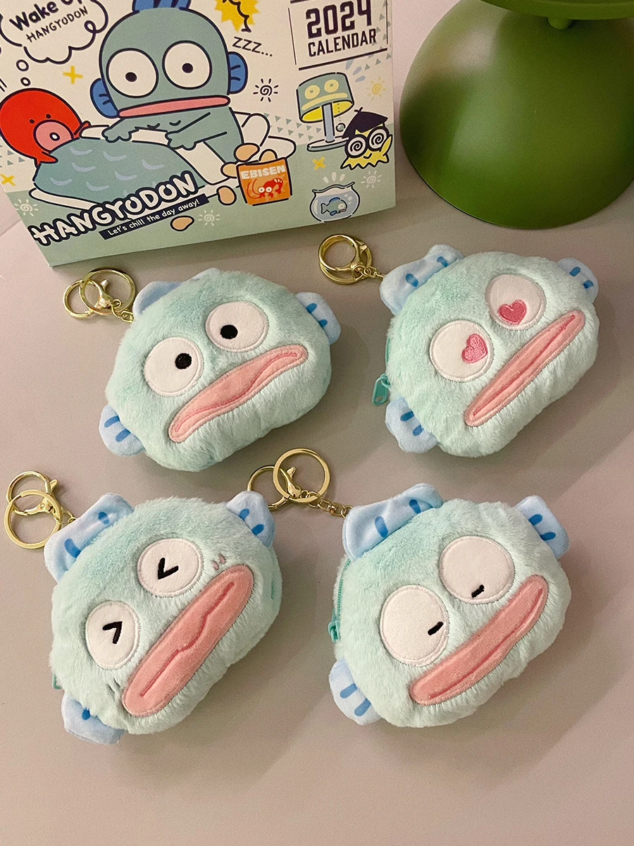 Sanrio Hangyodon Y2K Cute Kuromi Kawaii Cartoon Plush Zero Wallet Girl Cinnamoroll Anime Keychain Children Toys Accessorie Gift winter baby girls hat scarf gloves set warm children pompom hat scarf knitted winter hat for kids boys girls hat baby accessorie