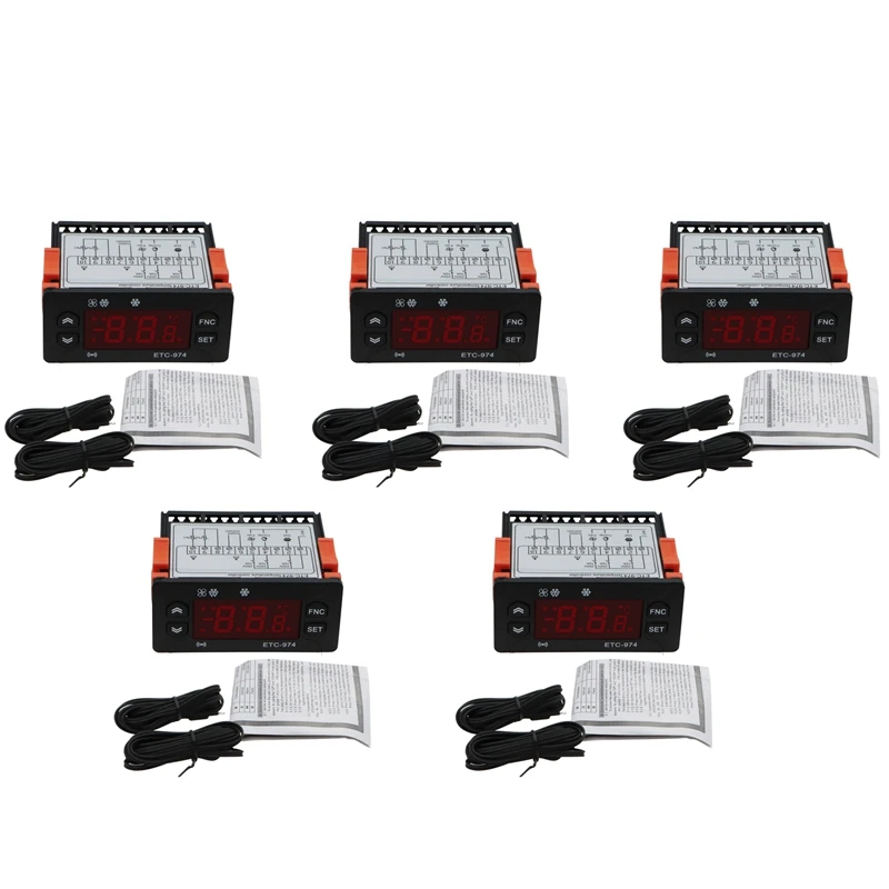 

HLZS-5X ETC-974 Digital Temperature Controller Microcomputer Thermostats Thermostat Refrigeration Alarm 220V NTC Sensor