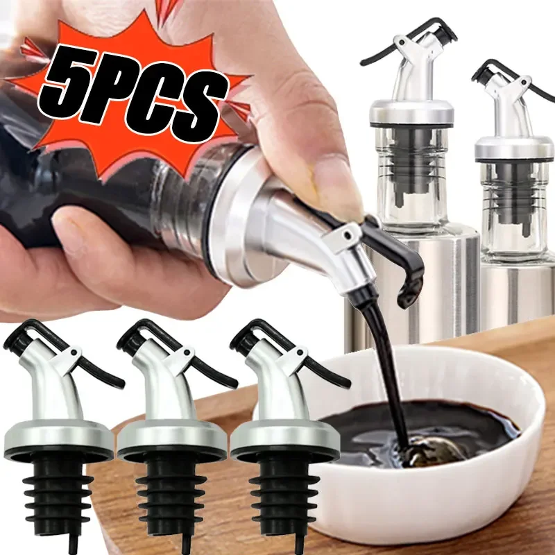 Wine Bottle Stopper Oil Bottle Stopper 1/5 PCS Leak Proof Wine Stopper Bottle Cap Wine Pourer Spout Dispenser Olive Oil Sprayer Kitchen Tools