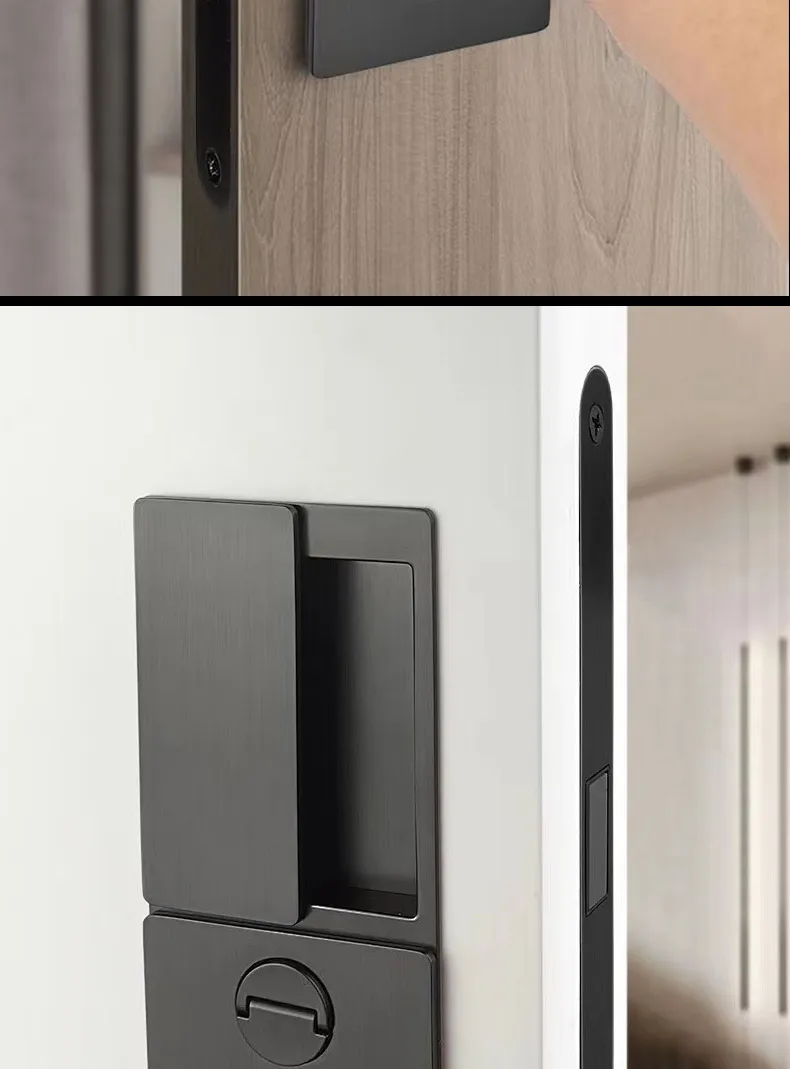 2023 New Handleless Flat Lock Modern Bedroom Magnetic Recessed Door Handle Silent Push-Pull Golden Invisible Sliding Door Lock