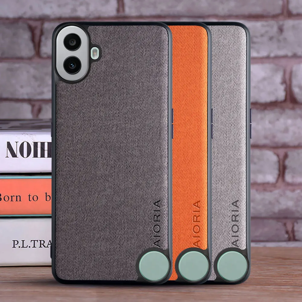 Textile Leather Soft TPU Case with Hard PC Back Protection Cover