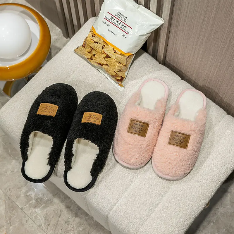2023 New Winter Indoor Slippers Men Plush Fleece Flat Slippers Sweet Thick Soled Indoor Cotton Slippers For Couple Shoes TG02 4