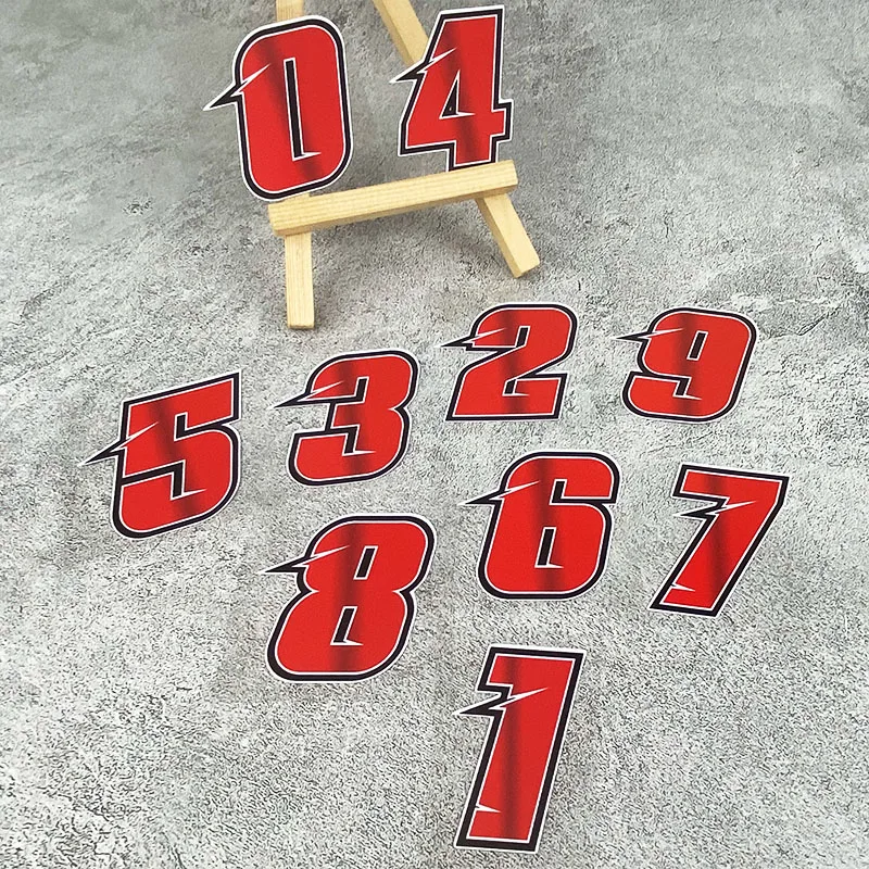 0To9 Creative Number Scooter Stickers Waterproof DIY for Motorbike Fuel Tank Front Fairing Side Panels Decoration Vinyl Decals