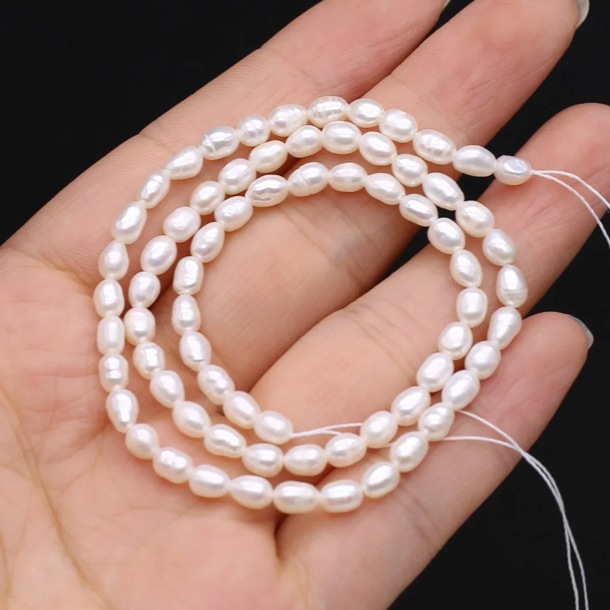 3/4mm Natural Zhuji Freshwater Cultured Pearl Beads Loose Punch Rice Pearl Bead for Jewelry Making Diy Necklace Bracelet Gifts
