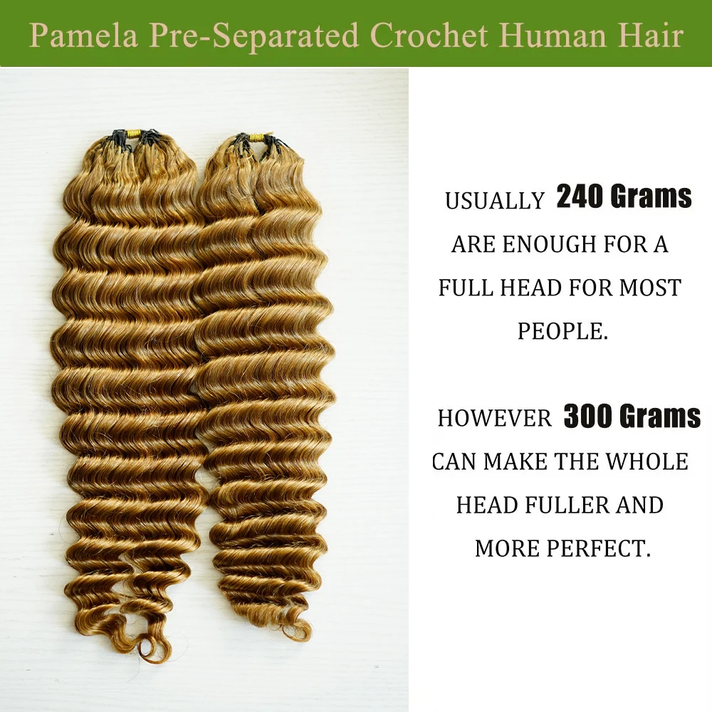 Deep Wave Crochet Human Hair Extensions Brazilian Feather Human Hair Bundles Pre Separated Braiding Hair For Black Women 60g