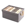 Collapsible Clothing Organizer Folding Clothes Storage Basket with Cover Metal Frame Underwear Storage Box Wardrobe Organizer 6