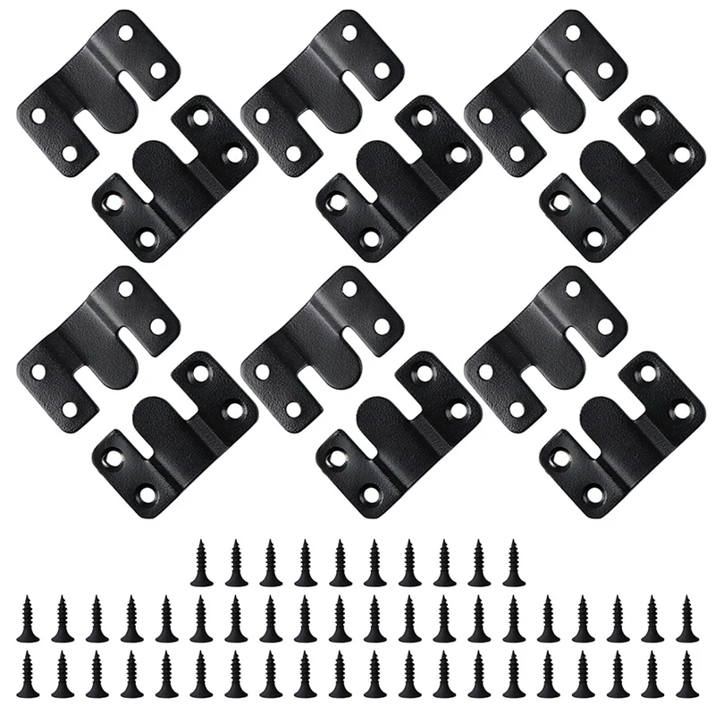 

12PCS Metal Mount Bracket Interlock Hanging Buckle Z Clips Headboard Wall Mounting Brackets With 48PCS Screws