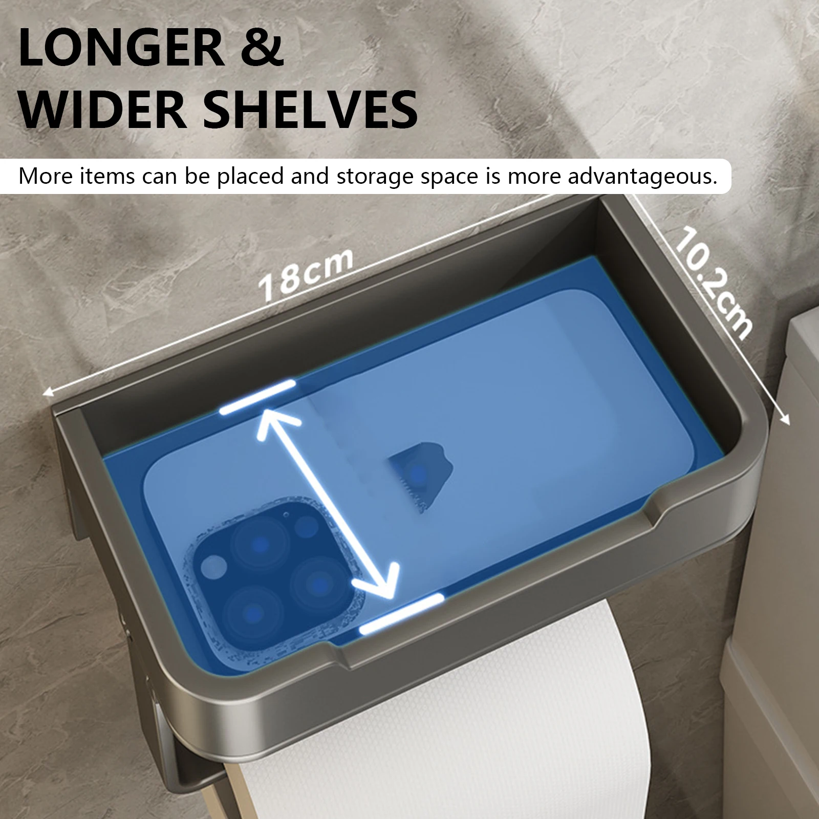 Toilet Paper Holder Space Aluminum Wall Mounted Toilet Paper Roll Holder Bathroom Accessories