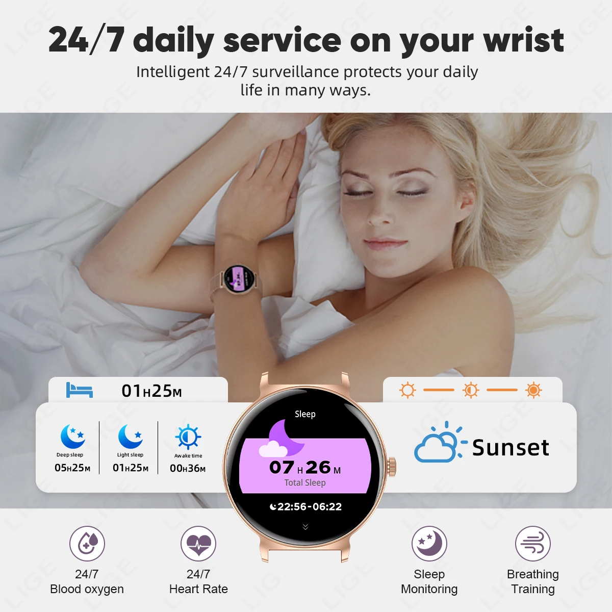 LIGE 2025 Women's Ultra-thin Smart Watch 1.27" HD Screen Bluetooth Call Fitness Waterproof Ladies Watch Sleep Heart Rate Monitor