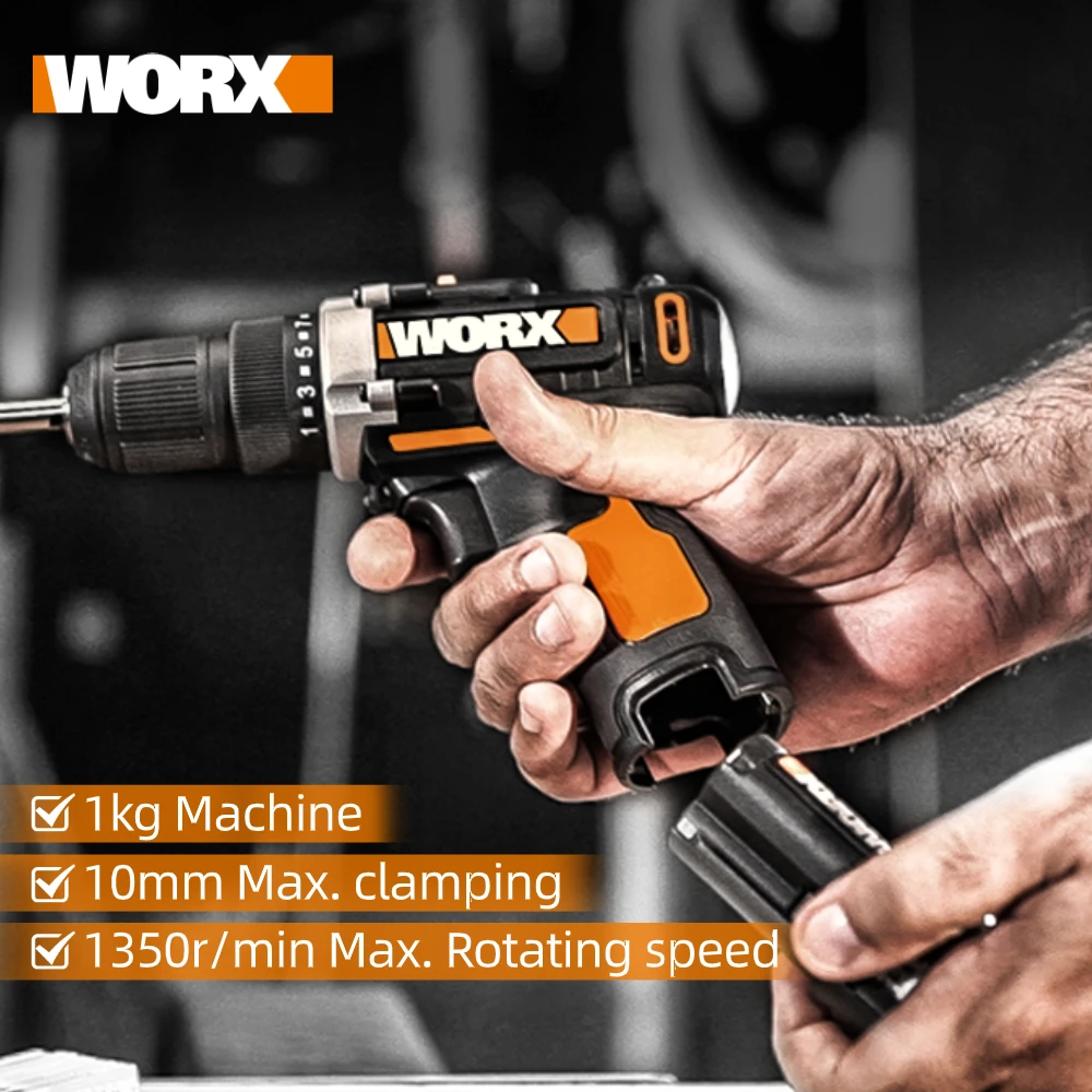 Worx-Mini taladro eléctrico de 12V, destornillador inalámbrico