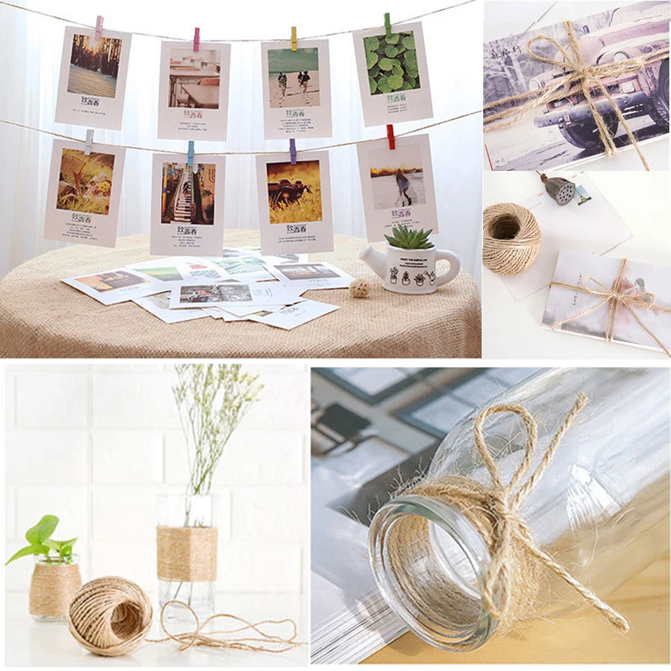 Jute Rope 30Meter Natural Jute Rope Cord Hemp Twine Home Wedding Decoration Burlap Ribbon Handwork Gift Christmas Birthday Party Wrapping