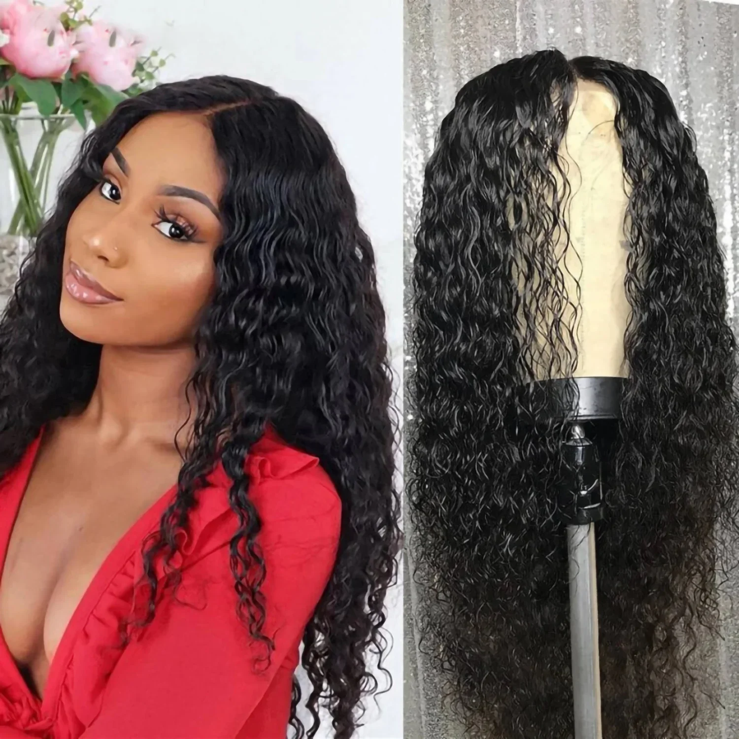 긴 검은색 웨이브 합성 가발, 내열성 코스프레 의상 파티 헤어, 데일리 할로윈 애니메이션 스타일, 교체용 섬유