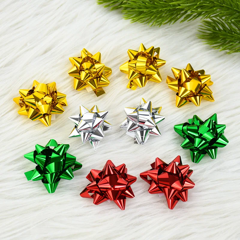 Description Picture 4 of item100Pcs 4cm Christmas Gift Bow Colorful Star Bows For Present Packaging Self-adhesive Ribbon Birthday Wedding Xmas Gift DIY Decor