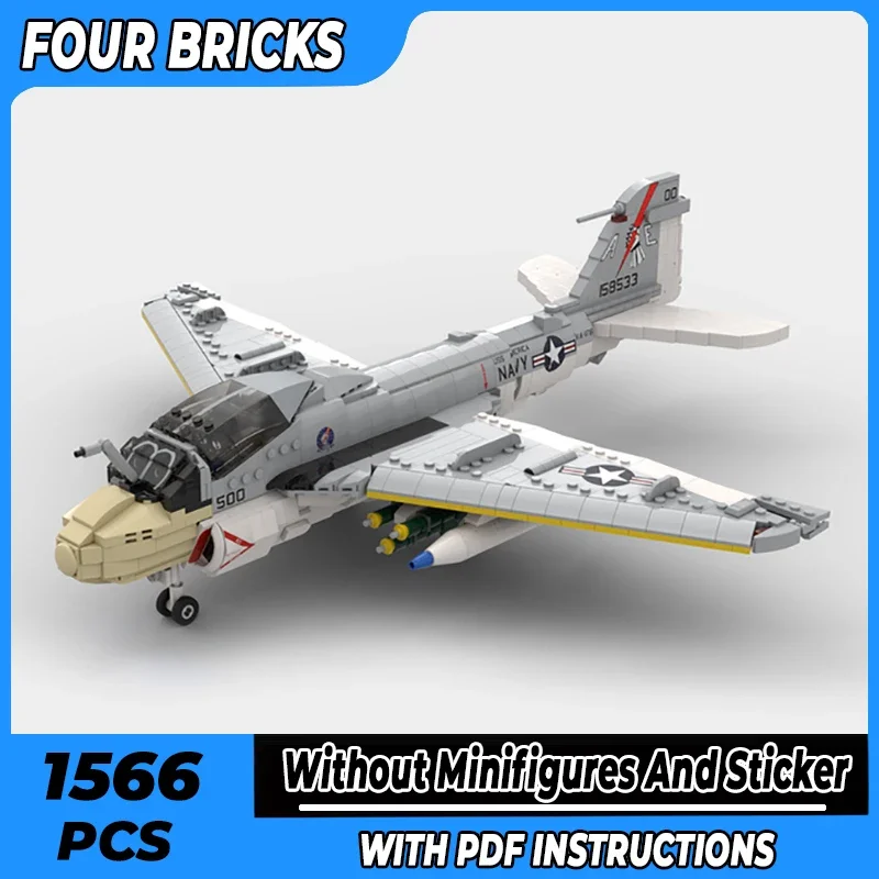 

Moc Building Bricks Military Model 1:35 A-6E Intruder Fighter Technology Modular Blocks Gifts Christmas Toys DIY Sets Assembly