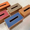 European Style Aristocratic Tissue Box,Solid Wood and Leather Tissue Case, Pull-out Canister for Home Decoration 1