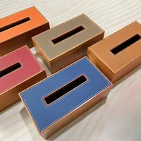 European Style Aristocratic Tissue Box,Solid Wood and Leather Tissue Case, Pull-out Canister for Home Decoration 1