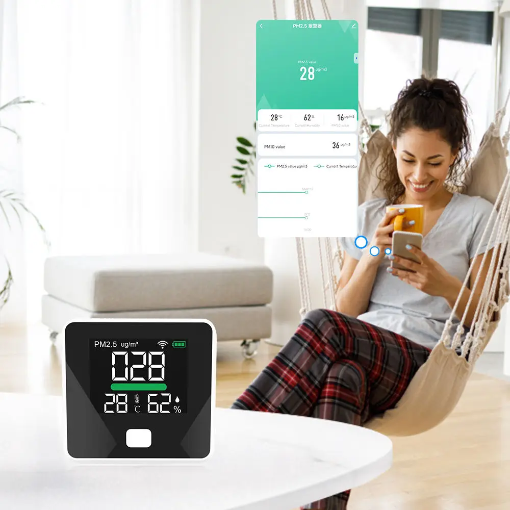 Description Picture 4 of itemDM103B Tuya WiFi PM2.5 Air Quality Monitor Portable Mini Digital Gas Detector Temperature Humidity Sensor PM 2.5 Analyzers Meter