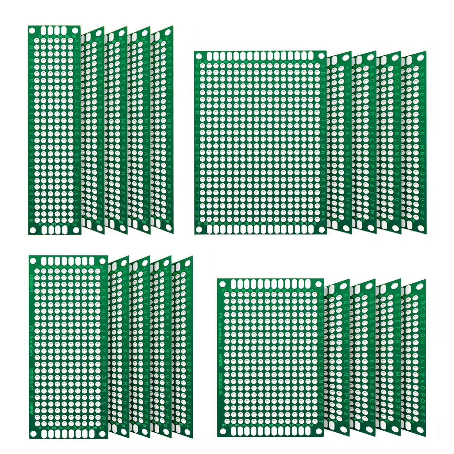 10PCS Prototype PCB Circuit Boards - Assorted Sizes 4x6, 5x7, 6x8, 7x9cm Double Sided