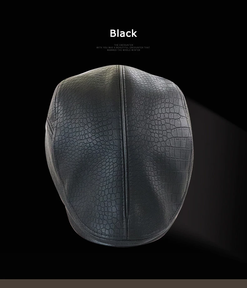 Branded Leather Beret Hat Men Autumn Winter Flat Peaked Cap For Mid Elderly Age Man PU Leather Plaid Grain Retro Herringbone Hat 10 S6550a83a24bd4456b32cfe3cbb5985e6l