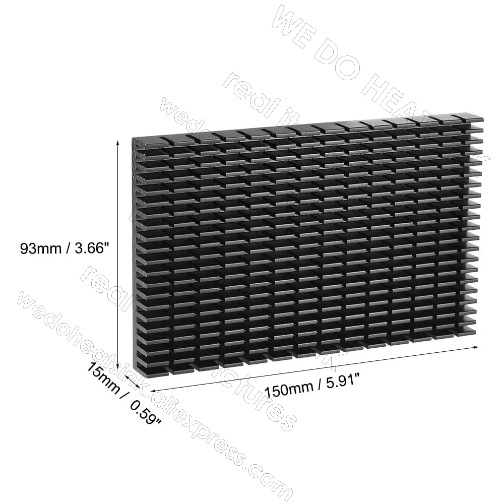 Anodizado Radiadores Eletrônicos Dissipador de Calor para Mos Gpu ic Led Chip com Almofada Adesiva Térmica Peças 150x93x15 mm Preto - Imagem 2