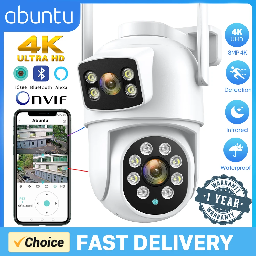 8MP 4K Outdoor Wifi Security Camera Dual Lens Dual Screens Video Surveillance Camera Home Smart Human Detection ICSEE APP 8MP 4K Outdoor Wifi Security Camera Dual Lens Dual Screens Video Surveillance Camera Home Smart Human Detection ICSEE APP