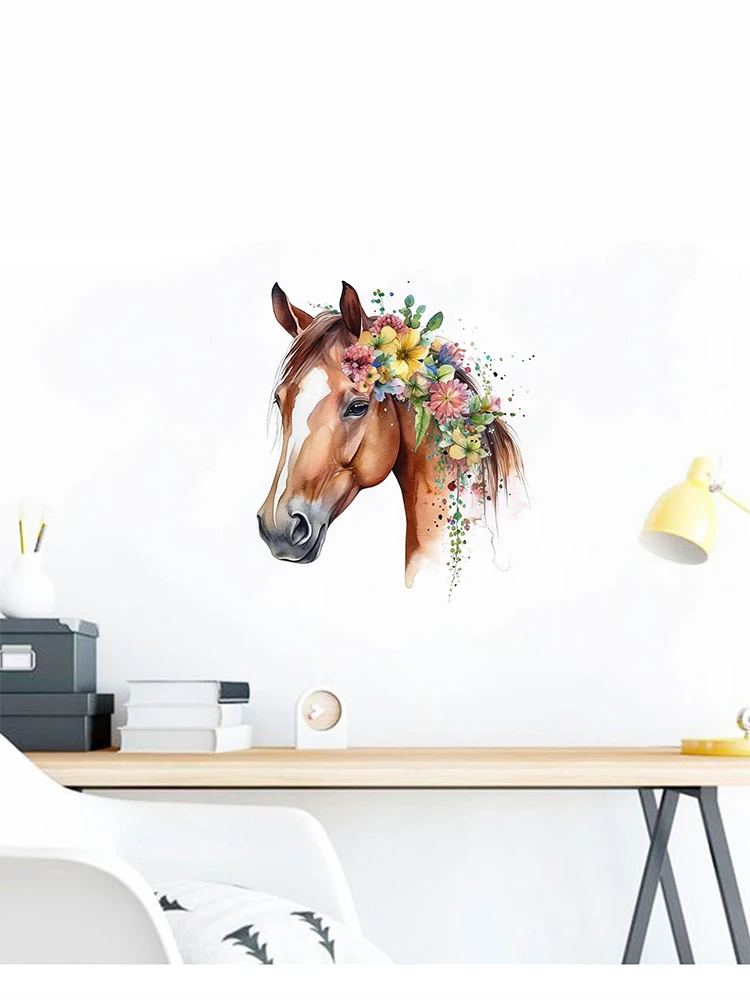 Description Picture 3 of itemC225# Watercolor Boho Horse Wall Sticker Bathroom Toilet Decor Living Room Cabinet Refrigerator Home Decoration Decals