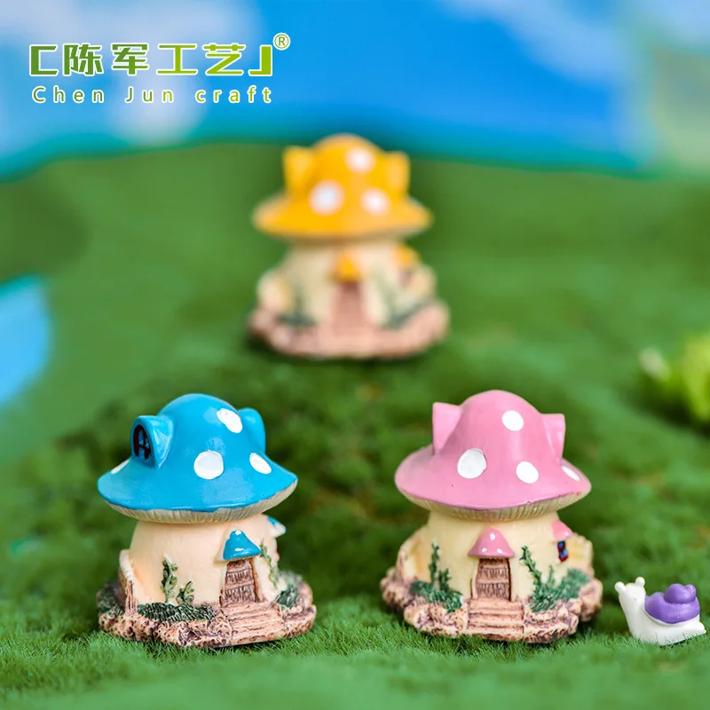 รูปสินค้า สวนที่มีสีสันเห็ดตกแต่งบ้าน Miniacture ตุ๊กตาเรซิ่นหัตถกรรมตุ๊กตาเล็กๆ Fairy World Bonsai Garden เครื่องประดับ