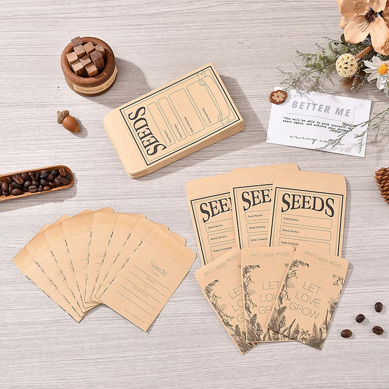 Kraft Paper Envelopes Seed Storage Envelopes 100PCS Self Sealing Seed Packets