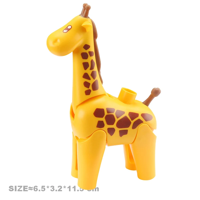 Grandes accesorios de bloques de construcción, muñecos de zoológico, canguro, rinoceronte, cebra, dinosaurio, serie de animales, juguetes Duplo ensamblados para bricolaje para regalo de niños