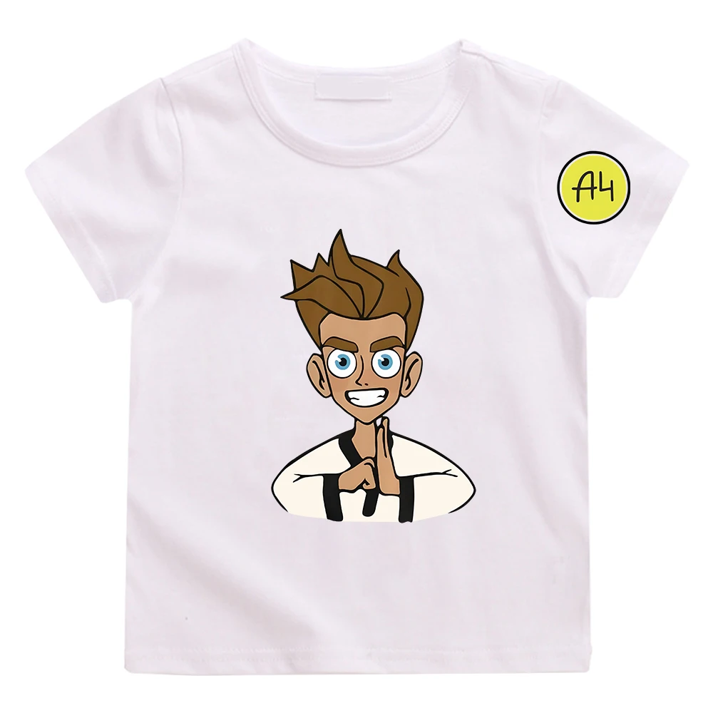 А4 Глент Cartoon T-shirt Влад БумагаА4 BoyShort Sleeve Tee-shirt T100% Cotton Boys/girls Casual Clothing Kawaii  Graphic Tshirts