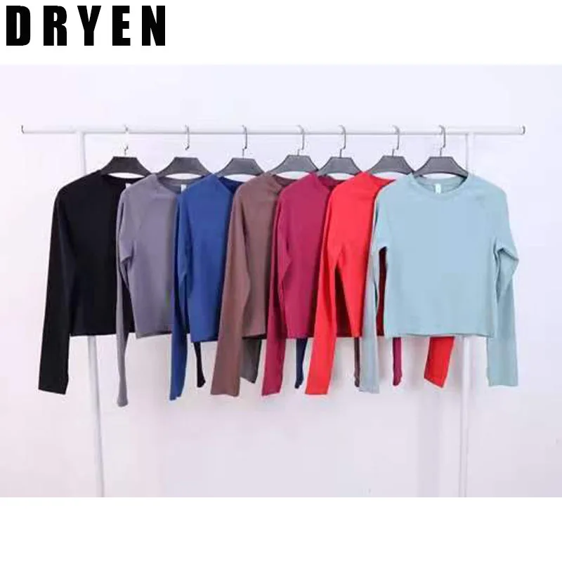 DRYEN 임팩트 심리스 니트 스포츠 여성용 속건 힙 타이트 긴팔 피트니스 러..