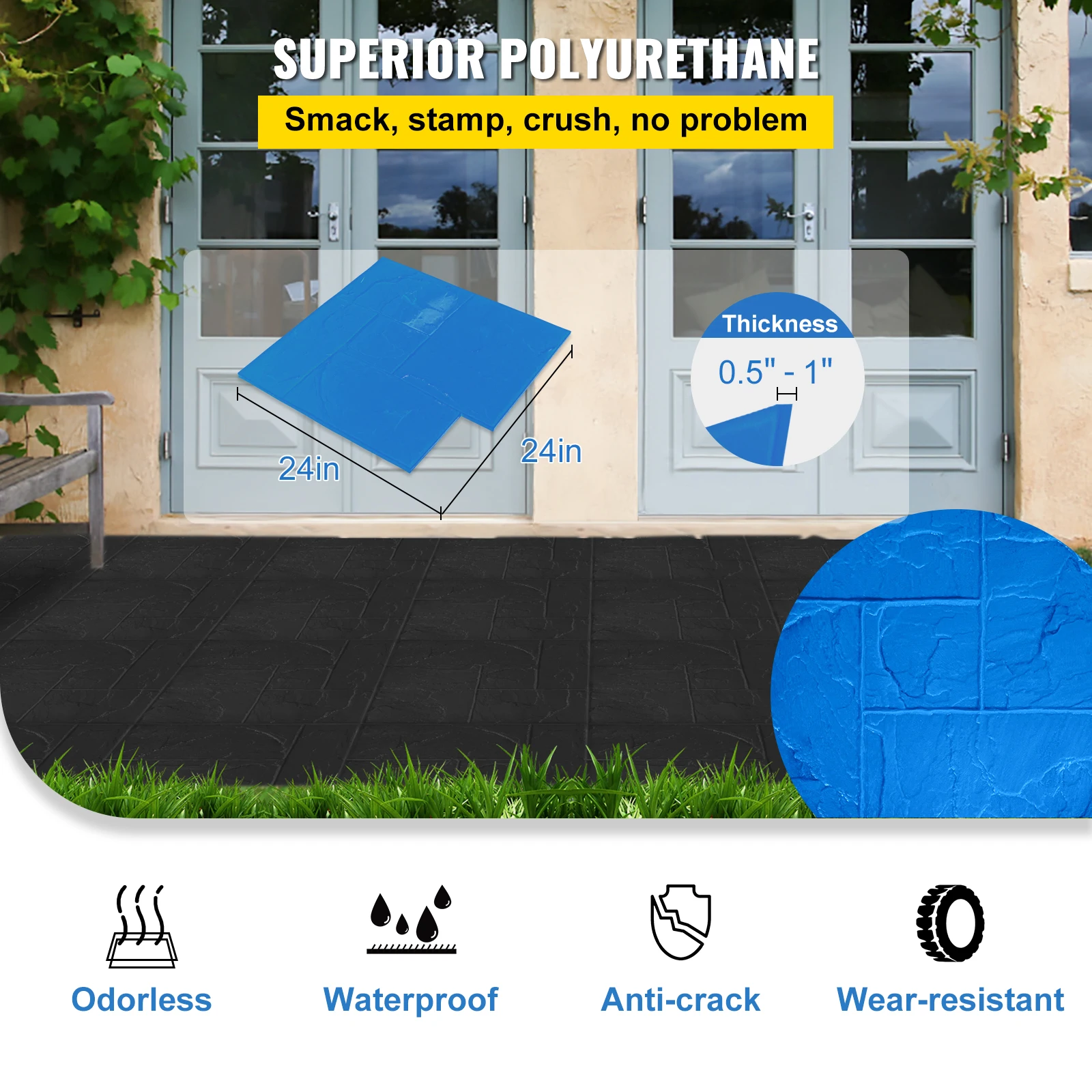 Polyurethane Concrete Stamping Mats for Walls and Floors