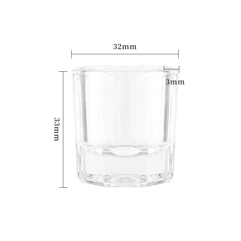 뚜껑이 있는 1/2 팔각형 작은 크리스탈 컵, 크리스탈 네일 제작용 특수 액체 컵으로 사용