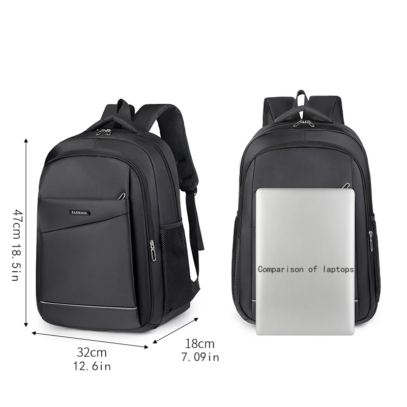 Large-capacity backpack - made of durable fabric, with zipper closure, suitable for professional laptop bags, travel backpacks,