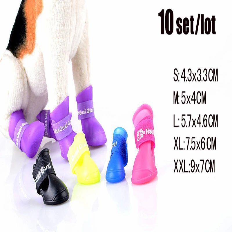 10set/lot Pet Dog Shoes Waterproof Rain Shoes For Small Dogs Breeds Pet