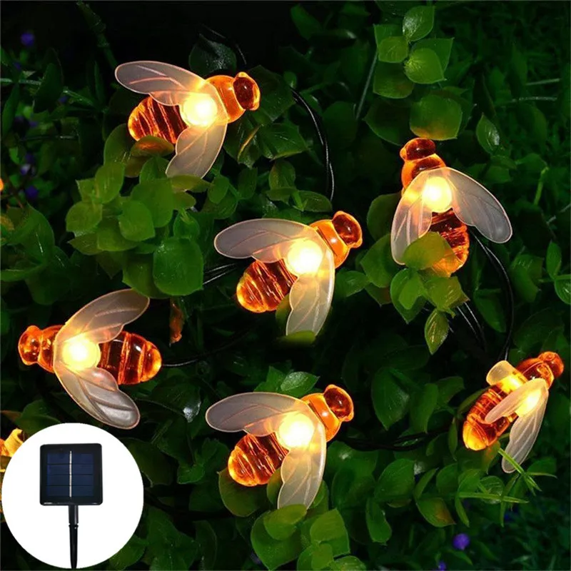 

Solar String Light 20 LED Cute Bee Outdoor Light Wedding Home Garden Patio Party Christmas Tree Honeybee Starry Fairy Decor Lamp
