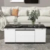 Modern White Lifting Glass Coffee Table, Multifunctional Table with Drawers and Storage 6
