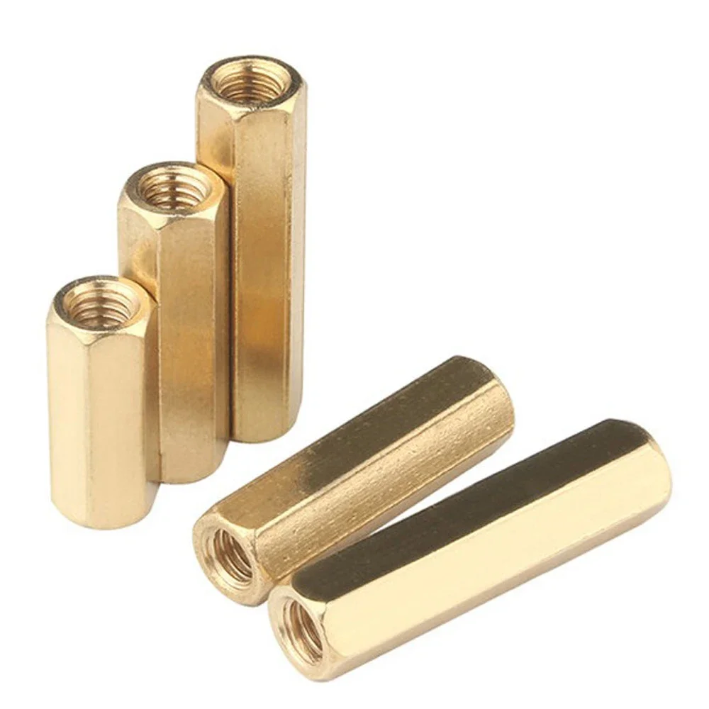 Brass Female Standoff 5-50pcs M2 M2.5 M3 M4 M5 M6 Double Pass Hex Brass Female Standoff Pillar Stud Mount Spacer Hexagon PCB Motherboard Nut Hollow