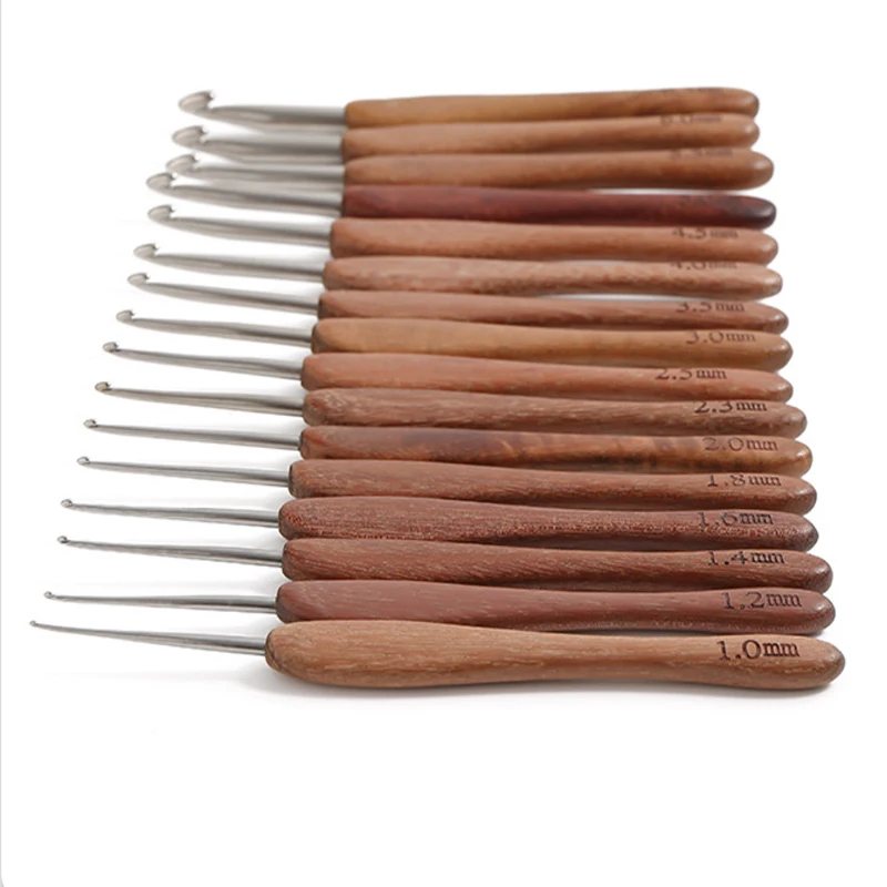 Blood sandalwood handle stainless steel crochet hook, fine hook head, needle, yarn, doll weaving tool, handmade orchid crochet h 4 S6551874274344a478fdddd68c87a4534q