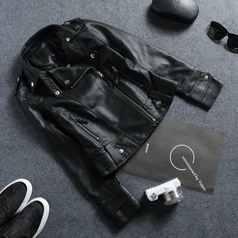 Fall Women Short Black PU Jacket Gothic Punk Style Fashion Motorcycle Leather Jacket Casual Wild Coat Goth Winter Coats 6