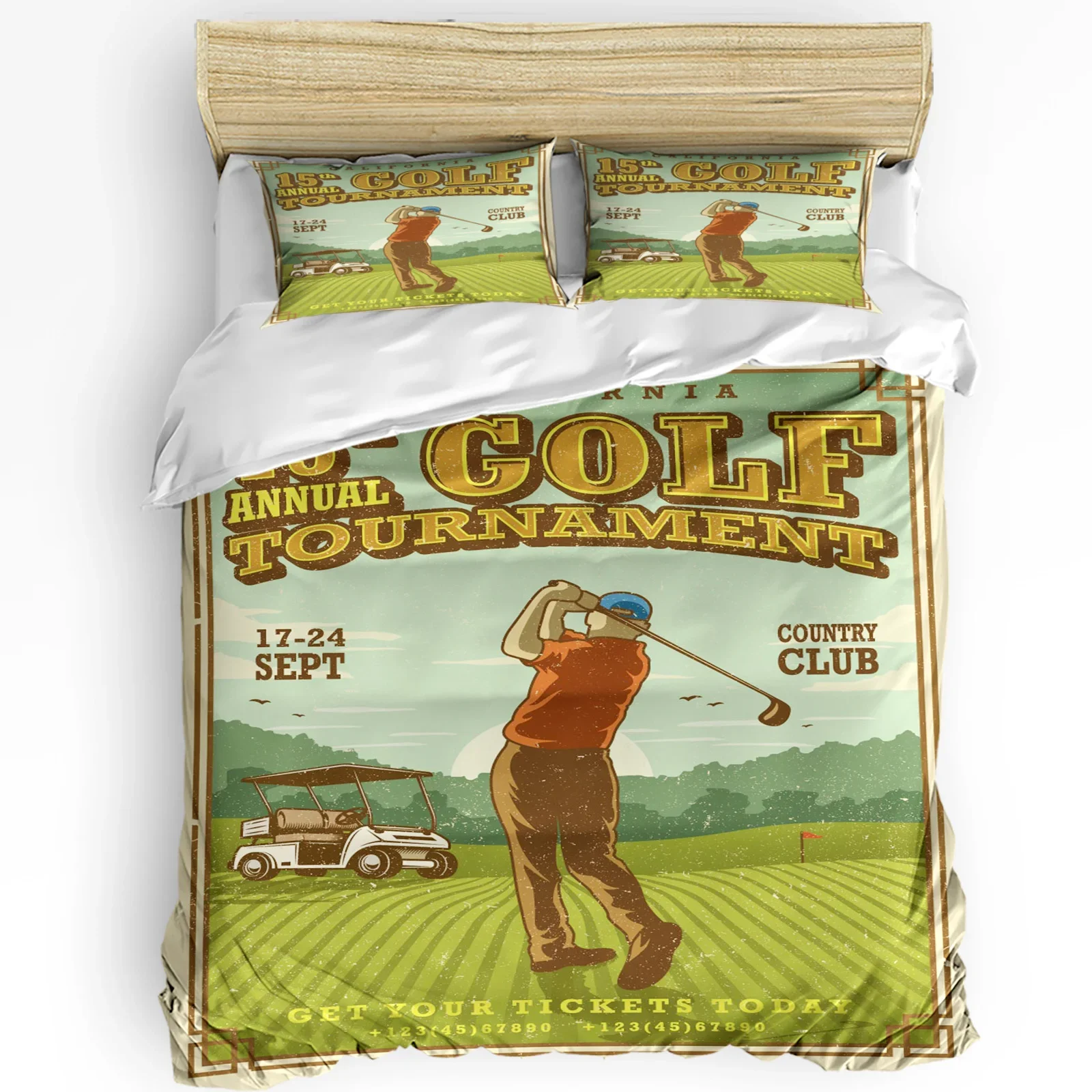 

Prairie Golf Retro Car Printed Comfort Duvet Cover Pillow Case Home Textile Quilt Cover Boy Kid Teen Girl 3pcs Bedding Set