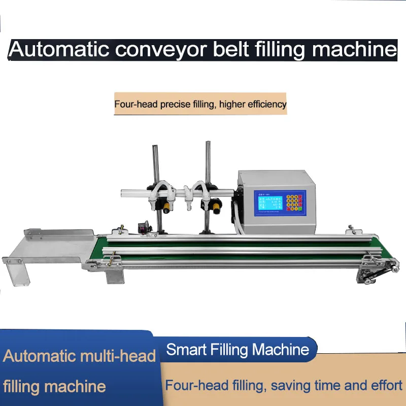 CSY-4H3200 Automatic Filling Machine Diaphragm Pump Small Liquid Four Heads With Conveyor Belt Oil Filler 4*3000ml/head