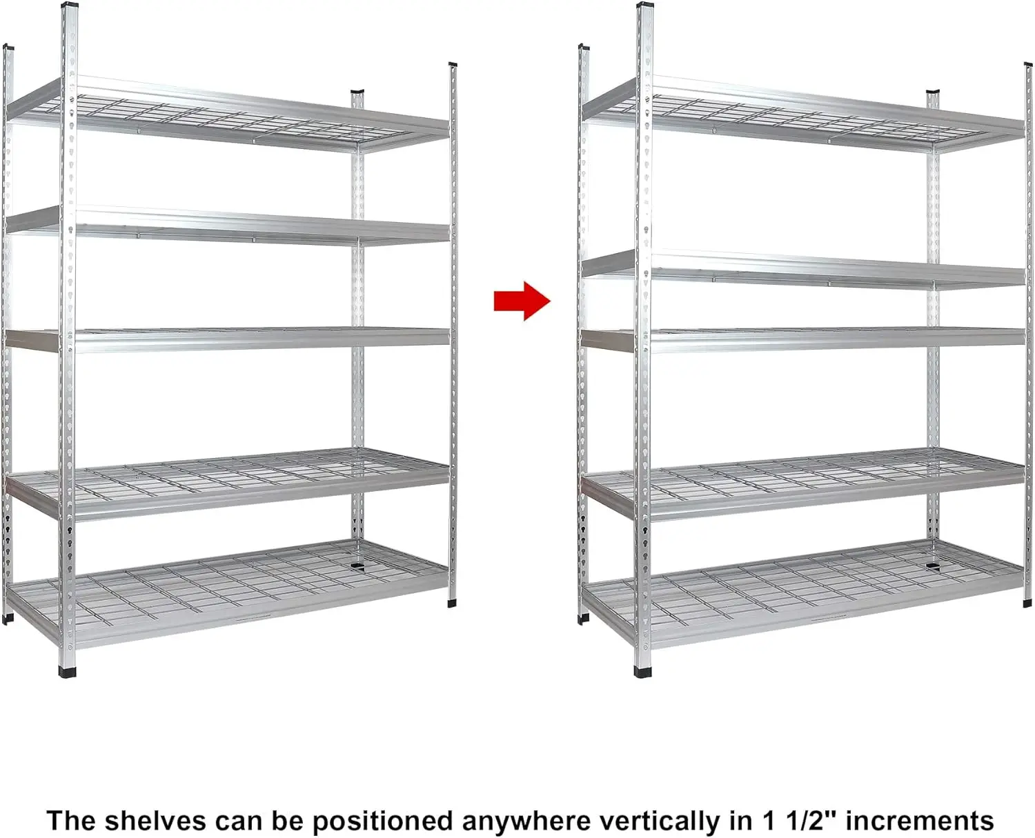 Heavy Duty Adjustable Storage Shelving Unit 5 Shelf High-Grade Aluminum Silver 60 X 24 X 78 Inch Durable 6