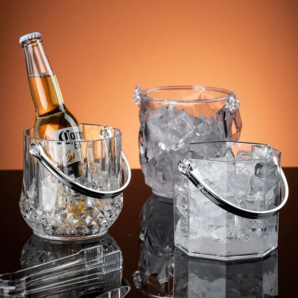 Japanese style glass ice bucket bartender champagne bucket Bar with ice clip