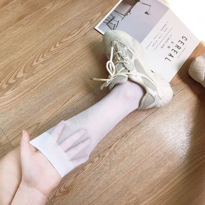 JK Women's Cute Lolita Knee-High Summer Socks - Fashionable Transparent Nylon Stockings