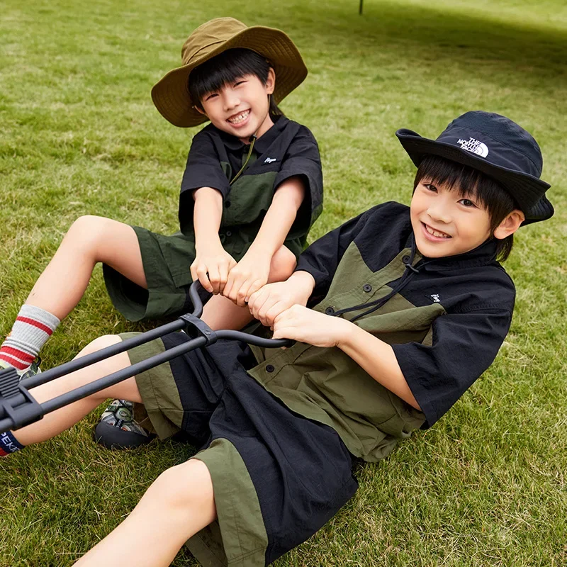 EKchildren's Outdoor Mountain Camping Quick-Drying Color Blocking Boys Loose-Fit Short Sleeve Shirt Stylish Medium To Large Chil