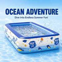 Piscine gonflable familiale bleue, grande piscine en PVC, piscine pour bébé, baignoire pour tout-petits, intérieur/extérieur, 1 pièce 6