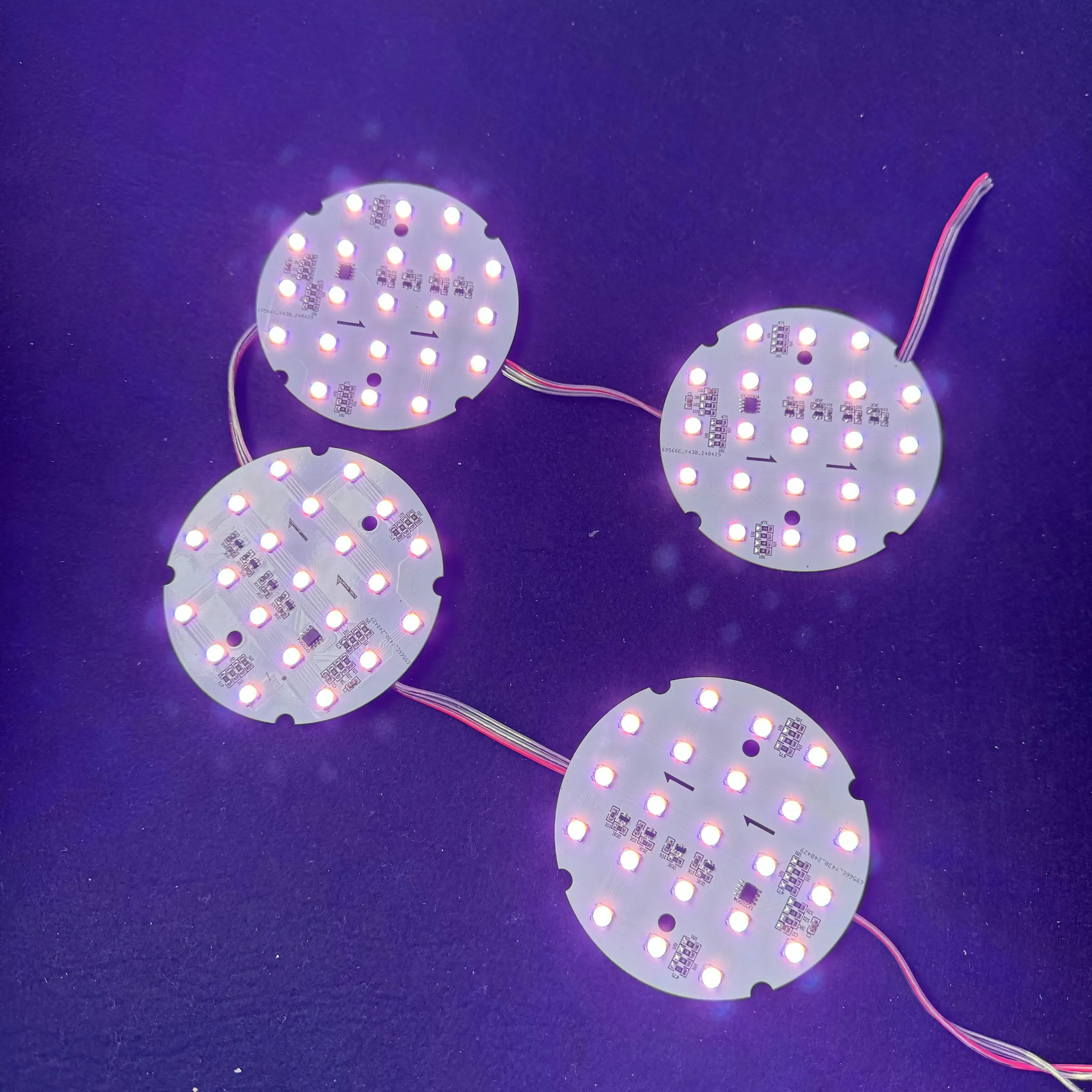 10 Pixels/Set 90mm PCBA UCS2904-RGBW(6500K) IC Addressable RGBW Pixel Light DC24V Input non-waterproof with 3Pin 20cm Clear Wire