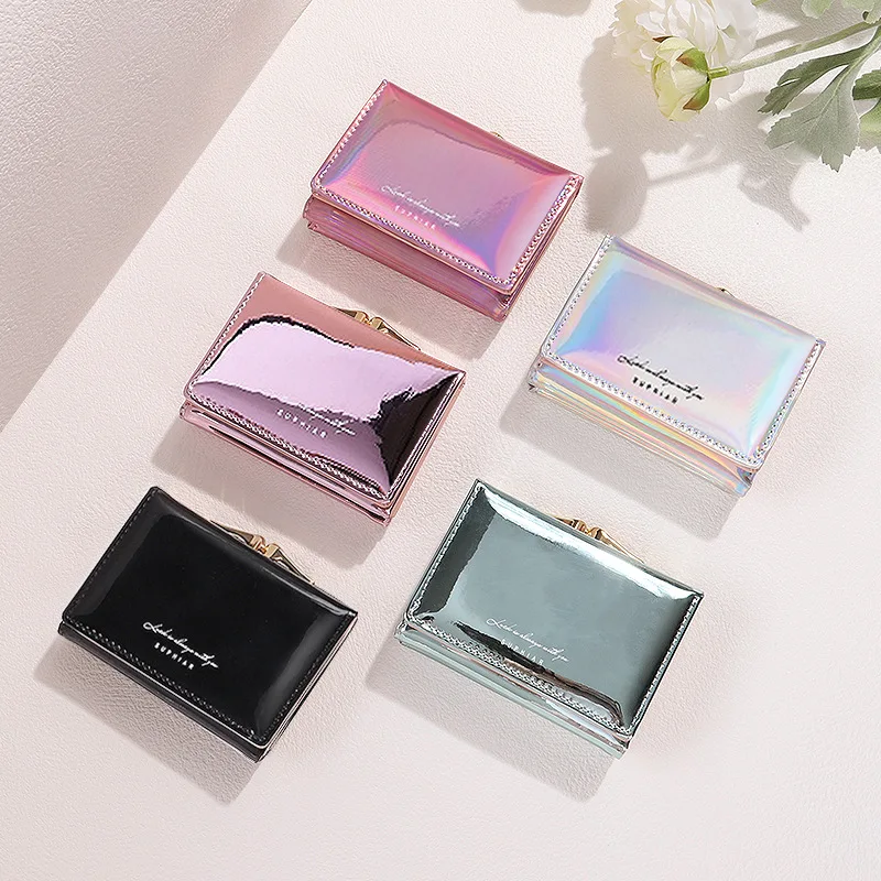 Women's Wallets Fashion Rainbow Credit Card Holder Purses with Coin Pocket for Women Portable Short PU Leather Cute Wallet 4